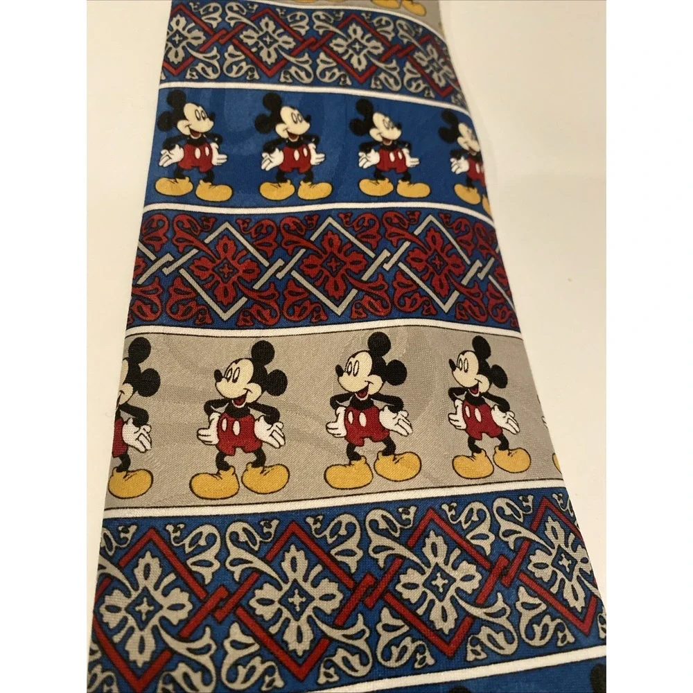 EUC Vintage Disney‎ Mickey Unlimited MICKEY MOUSE Neck Tie Red Navy Silver